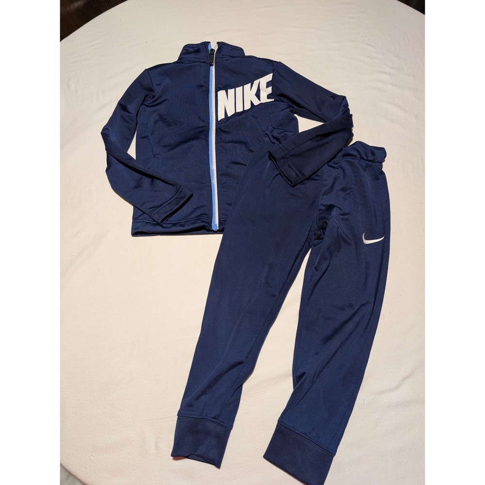 Nike Boys Navy Blue Tracksuit Set Full Zip Jacket and Pants Size 4 XS 3-4 Years